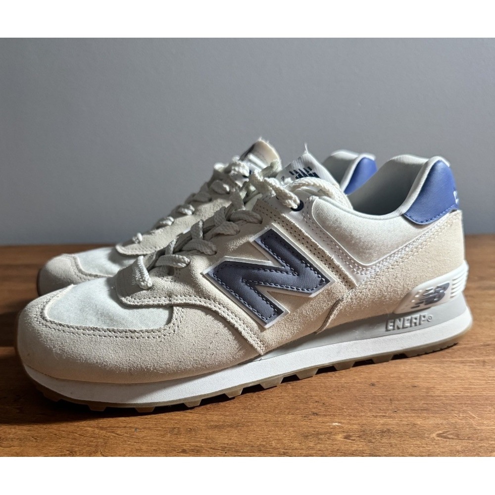 New Balance 574 Size 10 Linen Indigo Gum Sole Women's Evereve Worn Once